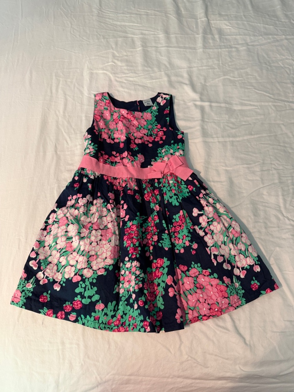 Carter's Navy Floral Dress with Pink Belt